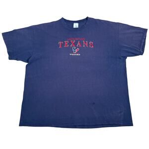 Vintage Houston Texans Embroidered T-Shirt 2XL Navy Delta Pro Weight Faded Worn